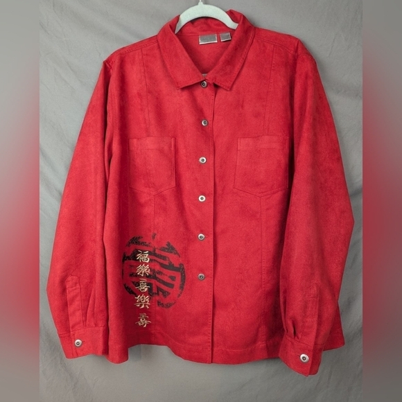 Chico's size 3 button down shirt with embroidery - Picture 13 of 13